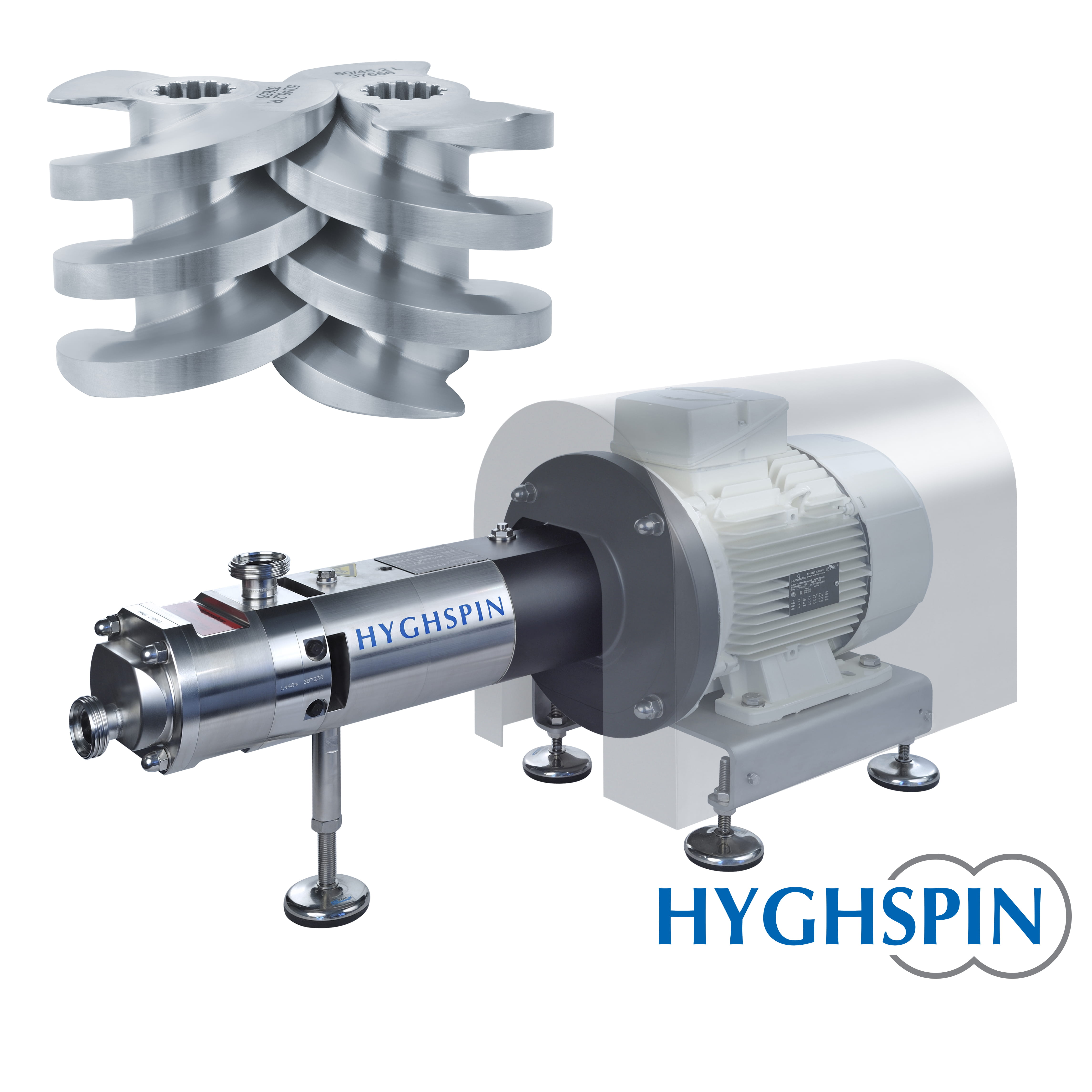 Dubbelskruvpump med skruvar vid sidan av pumpen