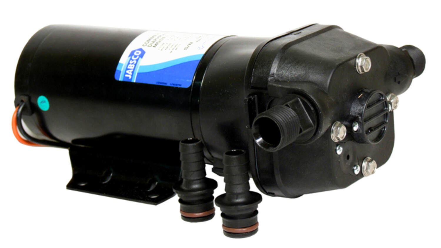 Elektrisk membranpump Serie 31820 från Flojet. Det är en kompakt pump som är torrkörningssäker och självsugande.