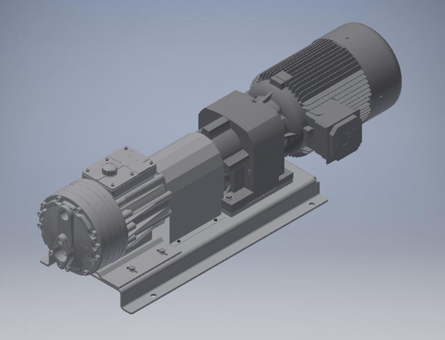 Illustration av HydraCell G25 membranpump med motor och växel