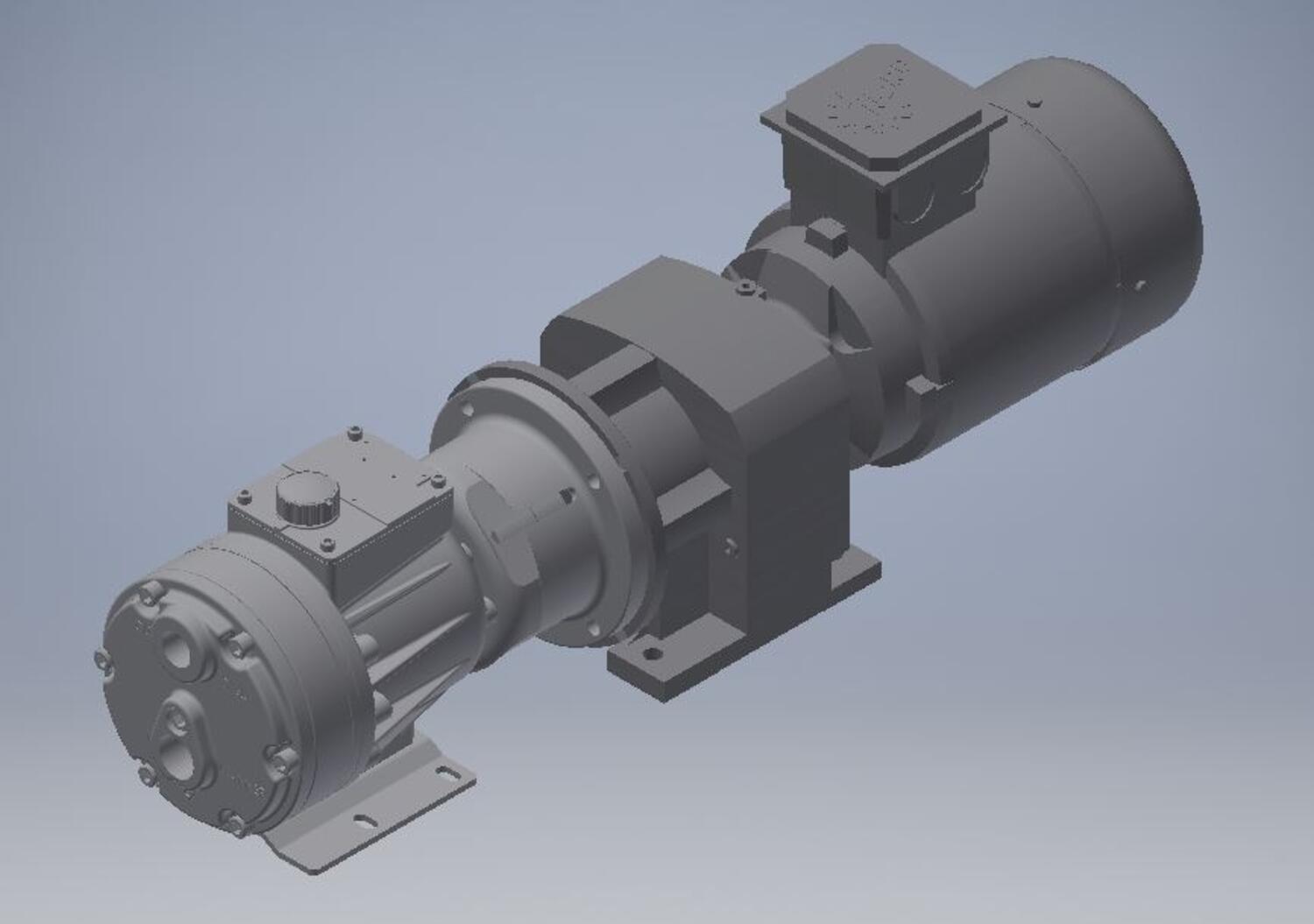 Illustration av HydraCell motordriven multimembranpump G10 med växel och motor.