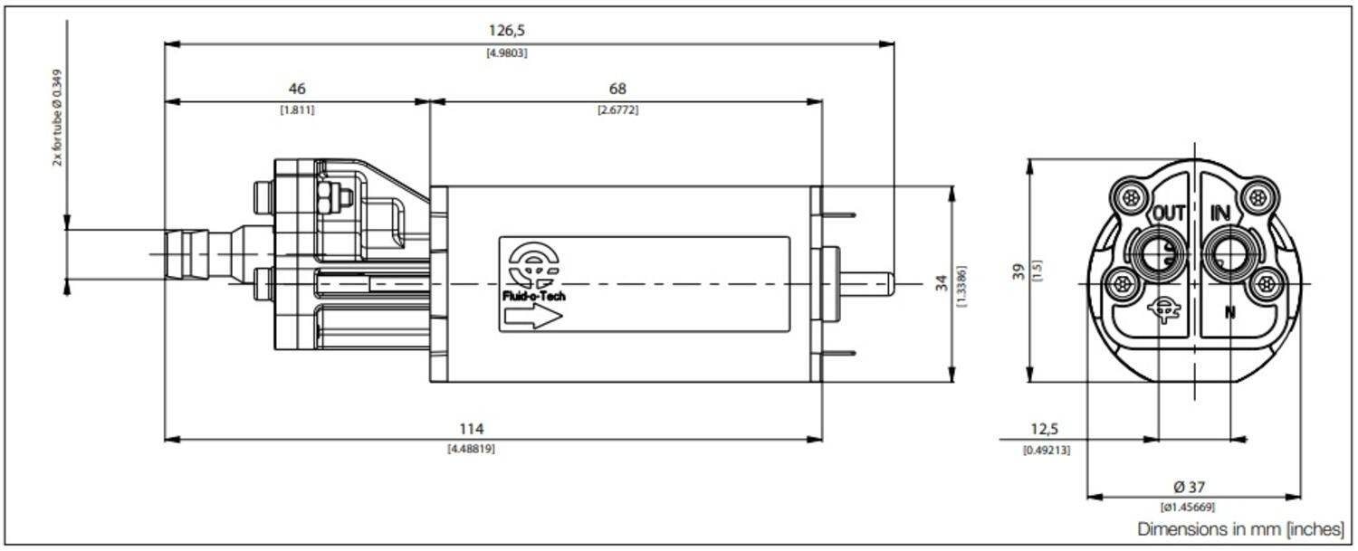 Ritning Serie DGD tätad kugghjulspump från Fluid o Tech