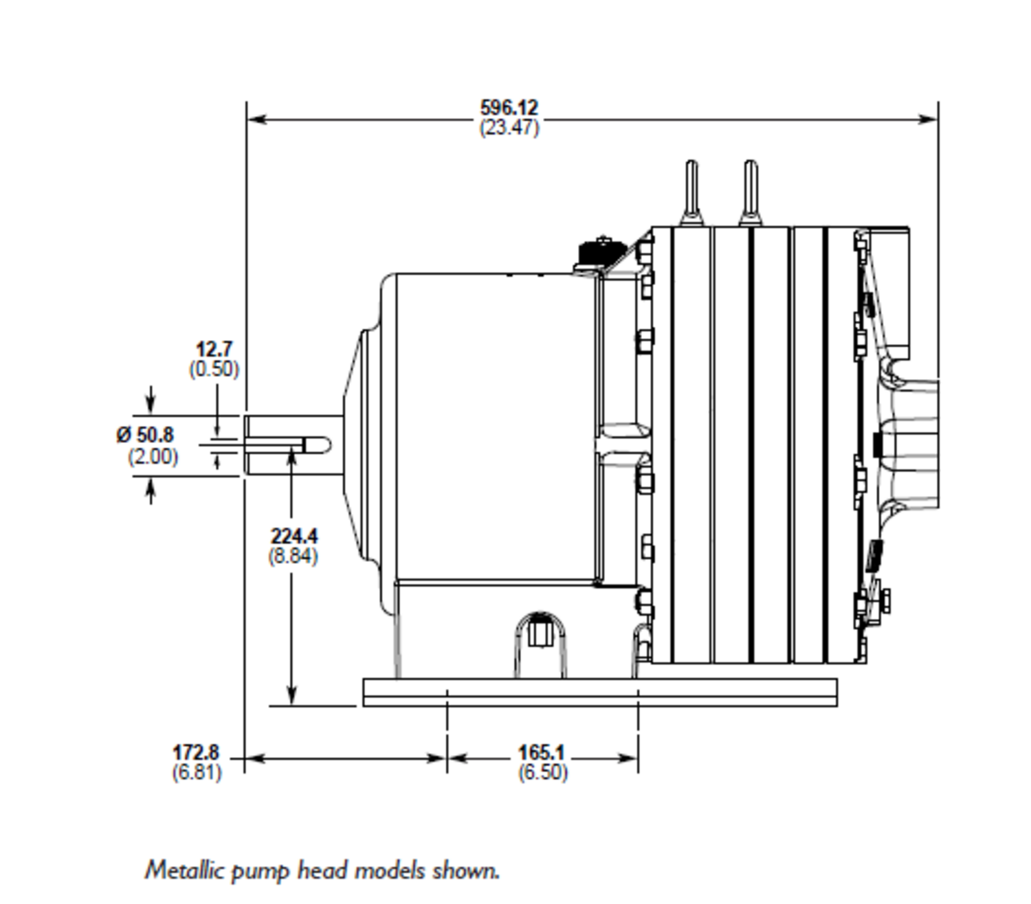 Teknisk information/ritning för G66 motordriven membranpump från Wanner HydraCell.
