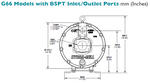 Teknisk information/ritning för G66 motordriven membranpump från Wanner HydraCell.